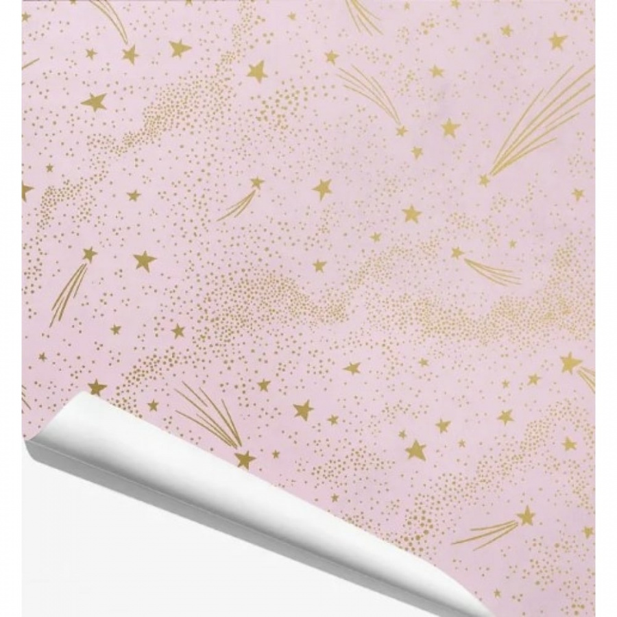 Упаковочная бумага Красота в деталях Звёзды на розовом фоне