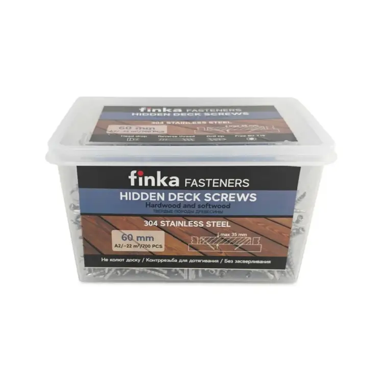 Саморезы для скрытого монтажа террас и фасадов с помощью инструмента Marksman Finka Hidden Wood Screws A2 60 мм, 700 шт. 60700A2