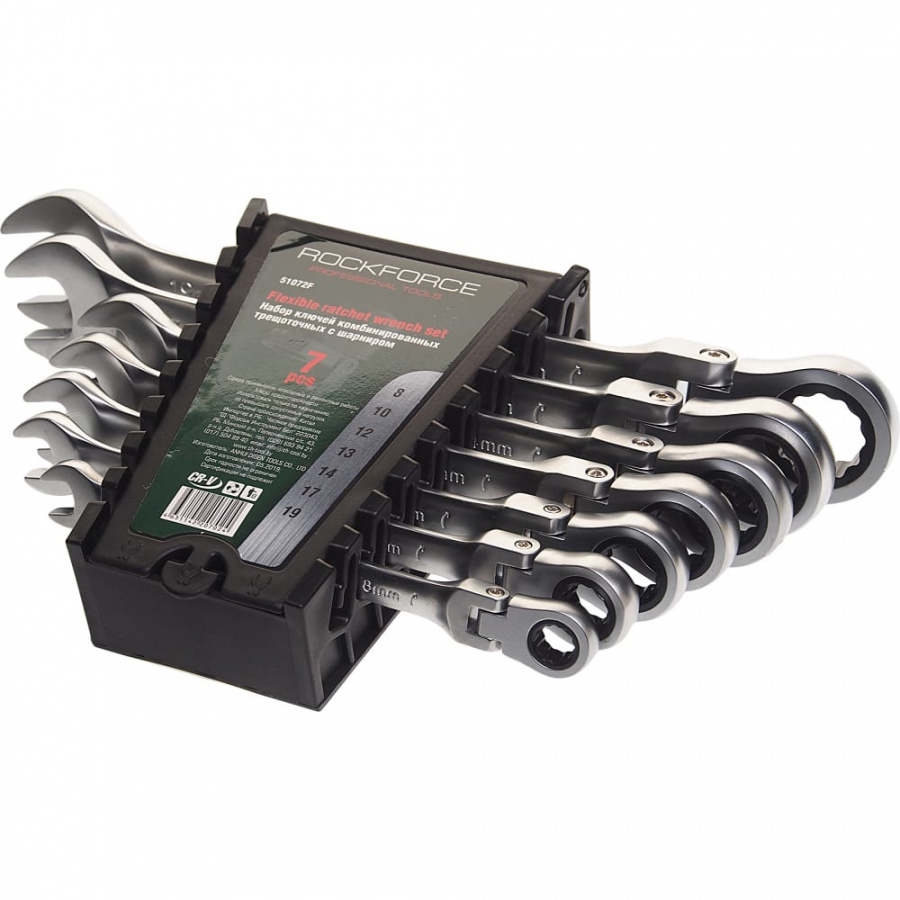 Набор комбинированных трещоточных ключей Rockforce RF-51072F