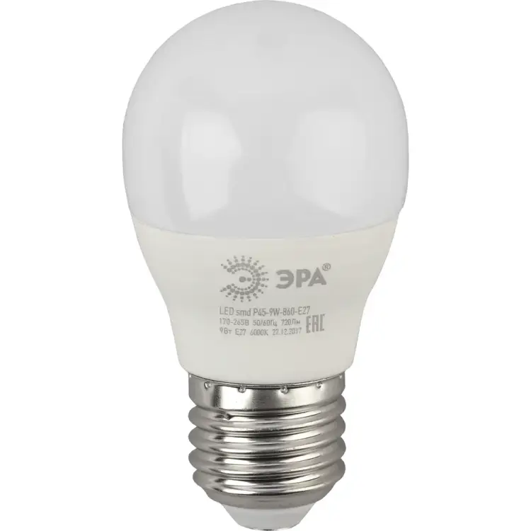 Светодиодная лампа ЭРА LED P45-9W-860-E27 Б0031412