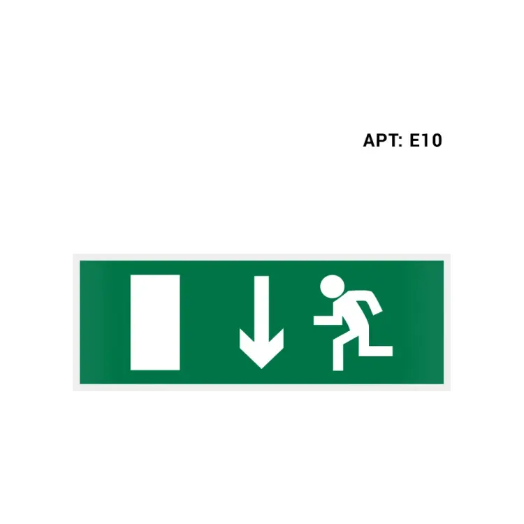 Самоклеящаяся информационная этикетка Wolta УКАЗАТЕЛЬ ДВЕРИ ЭВАКУАЦИОННОГО ВЫХОДА (ЛЕВОСТОРОННИЙ) E10
