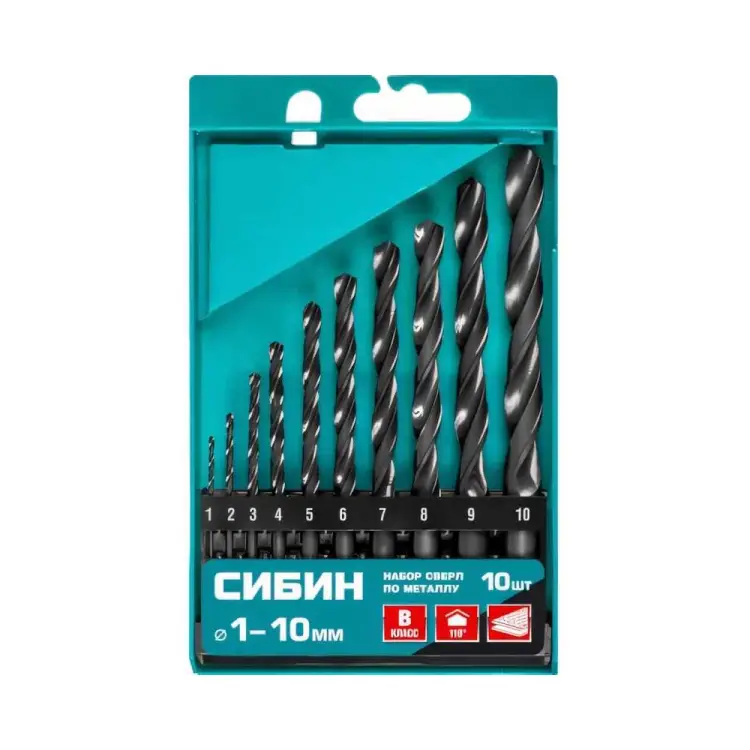Набор сверл по металлу СИБИН 29610-H10