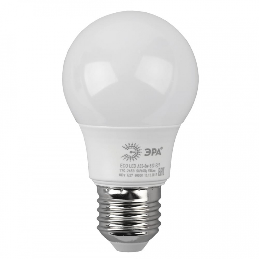 Светодиодная лампа ЭРА ECO LED A55-8W-827-E27