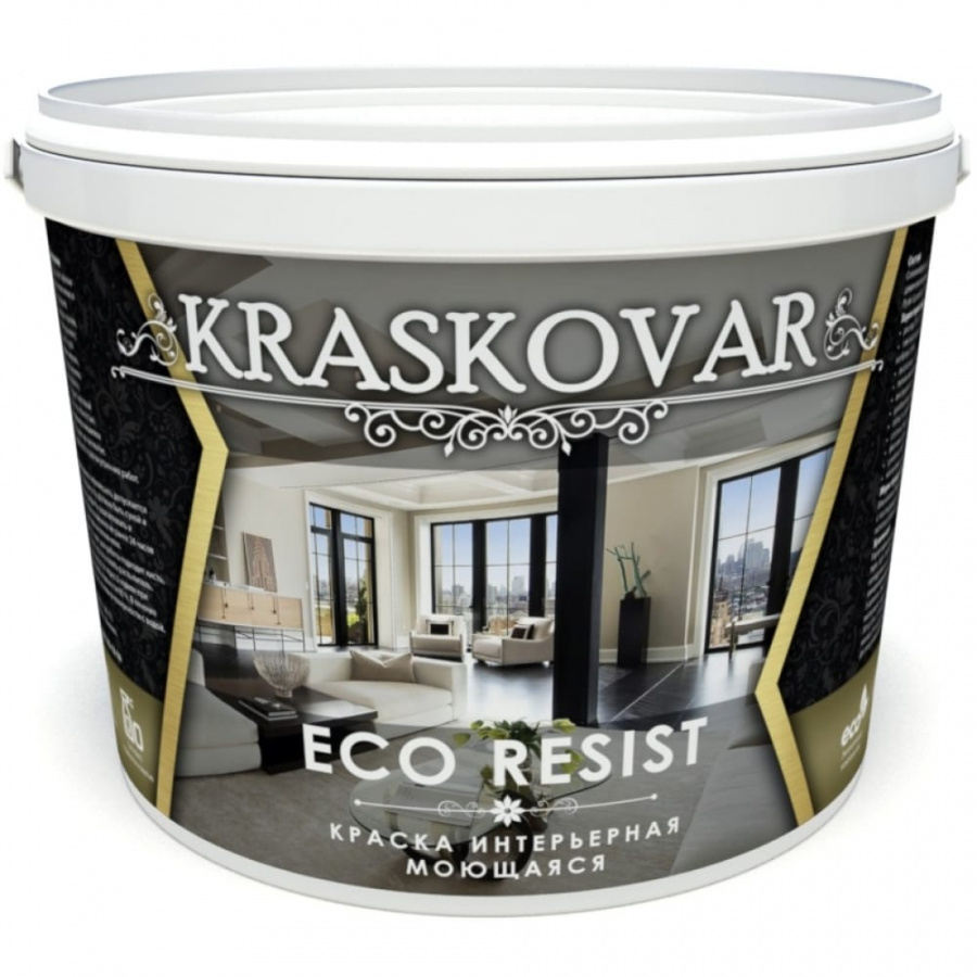 Влагостойкая моющаяся интерьерная краска Kraskovar ECO RESIST