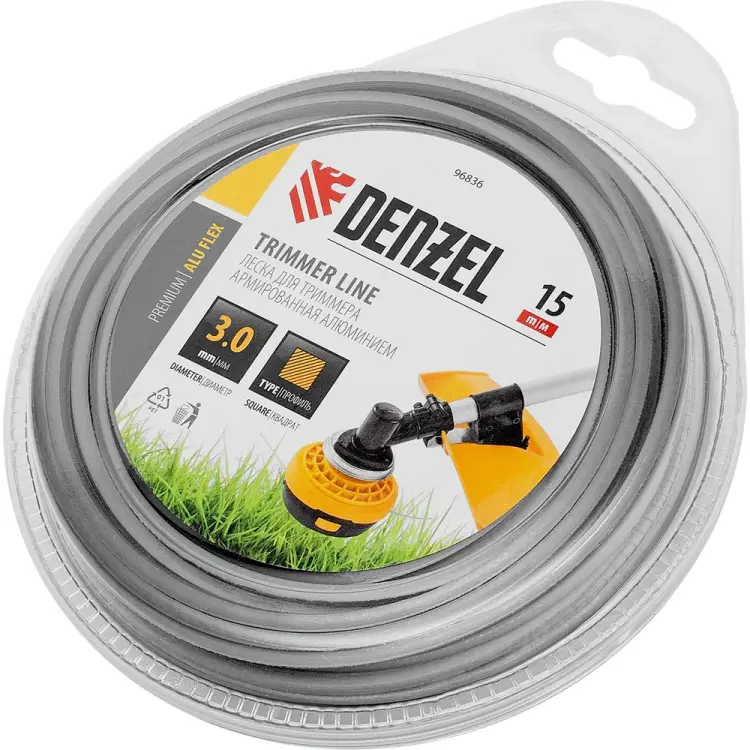 Армированная алюминием леска для триммера Denzel ALUFLEX 96836