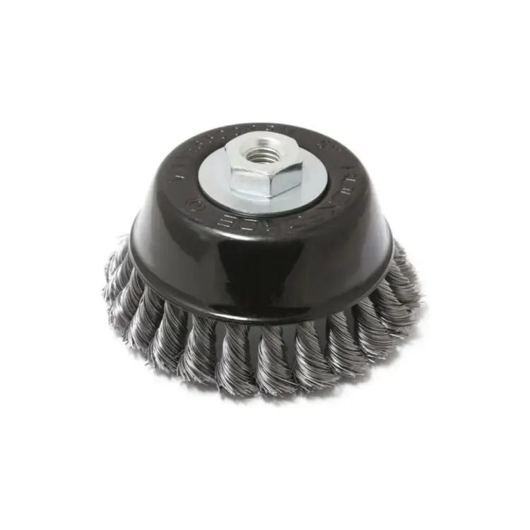Чашеобразная стальная витая кордщетка для УШМ Rockforce RF-BWC104(29075) Чашеобразная стальная витая кордщетка для УШМ Rockforce RF-BWC104(29075)