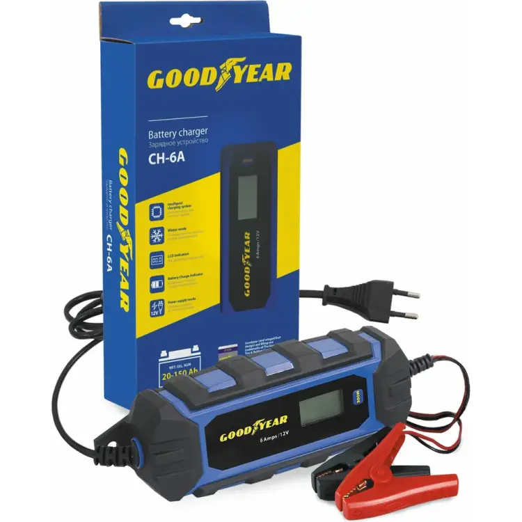 Электронное зарядное устройство для свинцово-кислотных аккумуляторов Goodyear CH-6A GY003002 Электронное зарядное устройство для свинцово-кислотных аккумуляторов Goodyear CH-6A GY003002