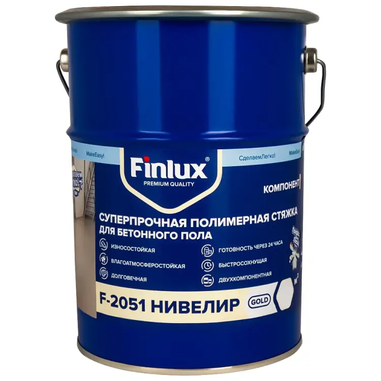 Суперпрочная полимерная стяжка-ровнитель для бетонного пола Finlux F-2051 Нивелир 4603783200689