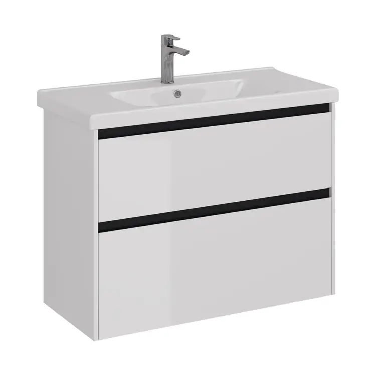 Тумба Lemark COMBI 100 см под 1 раковину, подвесная/напольная, 2 ящика, цвет планки: Чёрный, цвет корпуса, фасада LM03C100T-black Тумба Lemark COMBI 100 см под 1 раковину, подвесная/напольная, 2 ящика, цвет планки: Чёрный, цвет корпуса, фасада LM03C100T-black