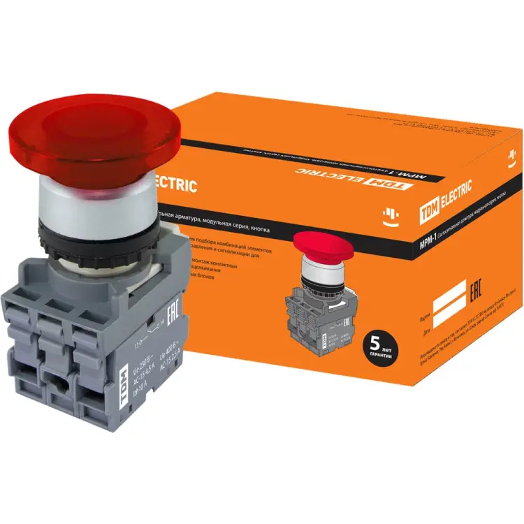 Грибовидная кнопка TDM ELECTRIC МРМ1-11R LED SQ0747-0034