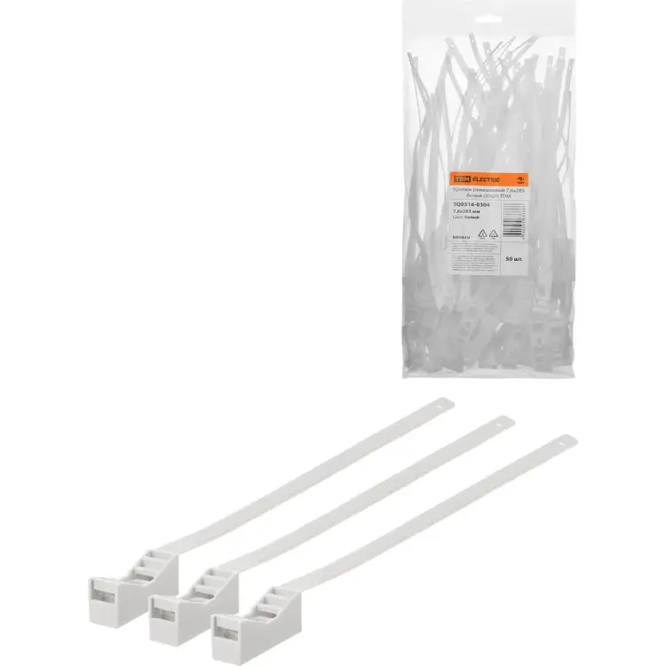 Ремешковый крепеж TDM ELECTRIC 7,6x285 белый (50 шт.) SQ0516-0304