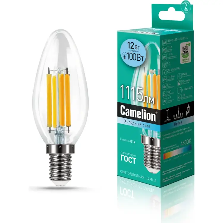 Светодиодная лампа Camelion LED12-C35-FL/845/E14 13709 Светодиодная лампа Camelion LED12-C35-FL/845/E14 13709