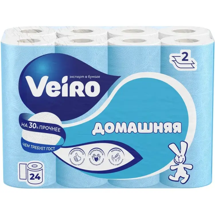 Ролевая бумага туалетная VEIRO Домашняя 1С224 Ролевая бумага туалетная VEIRO Домашняя 1С224