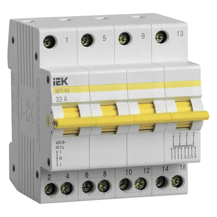 Трехпозиционный выключатель-разъединитель IEK ВРТ-63 MPR10-4-032 Трехпозиционный выключатель-разъединитель IEK ВРТ-63 MPR10-4-032