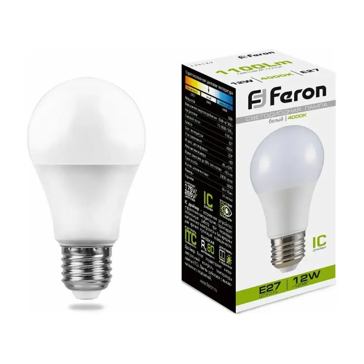 Светодиодная лампа FERON LB-93 Шар E27 12W 4000K 25487