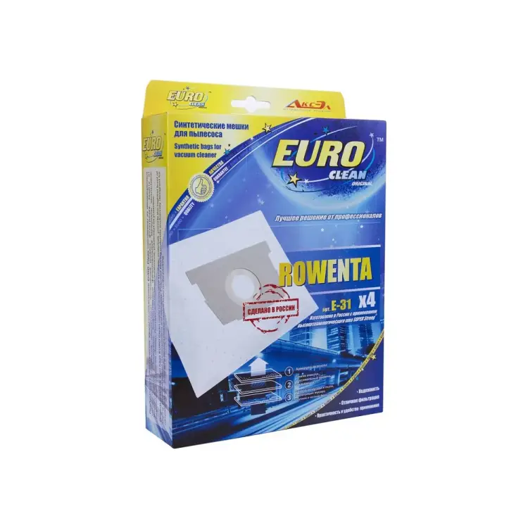 Многослойные синтетические мешки-пылесборники для пылесоса ROWENTA EURO Clean E-31/4 Многослойные синтетические мешки-пылесборники для пылесоса ROWENTA EURO Clean E-31/4
