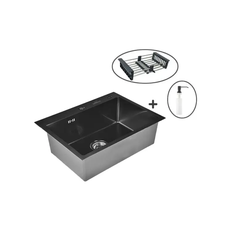 Кухонная мойка WISENT ws37050b с pvd покрытием (70x50 см) с раздвижным коландером и дозатором WS37050B/WGER019B/W405B/W302644B Кухонная мойка WISENT ws37050b с pvd покрытием (70x50 см) с раздвижным коландером и дозатором WS37050B/WGER019B/W405B/W302644B