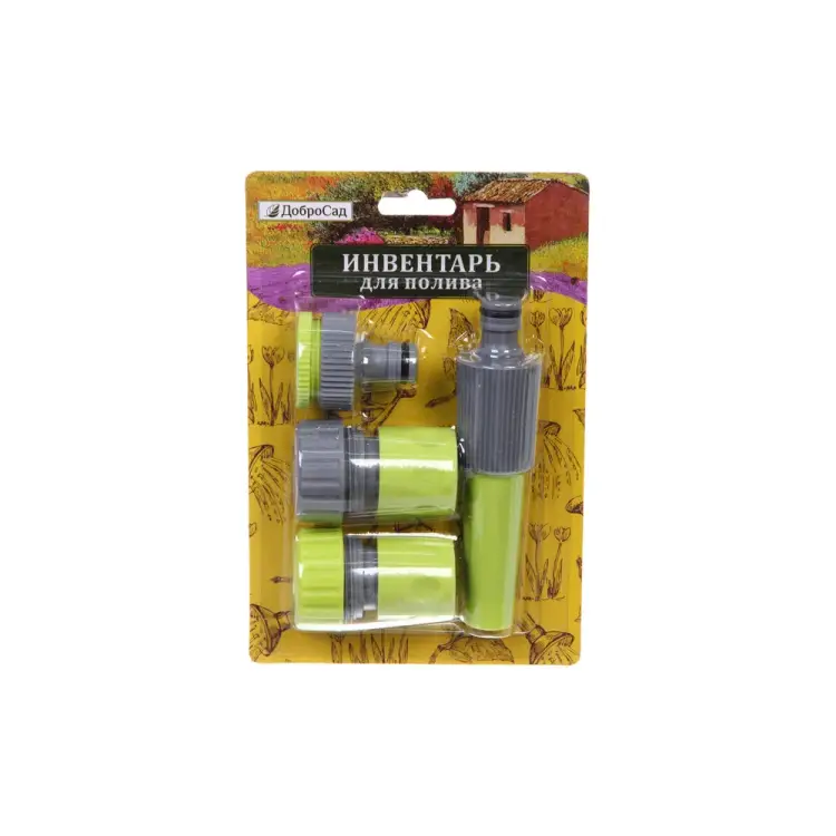 Набор для полива Добросад Green наконечник для полива, 2 соединителя, адаптер на 3 794-024