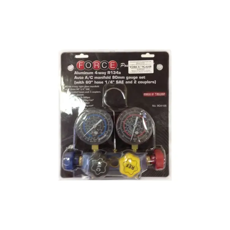 Алюминиевый блок манометров для фриона R134A FORCE 9G4108
