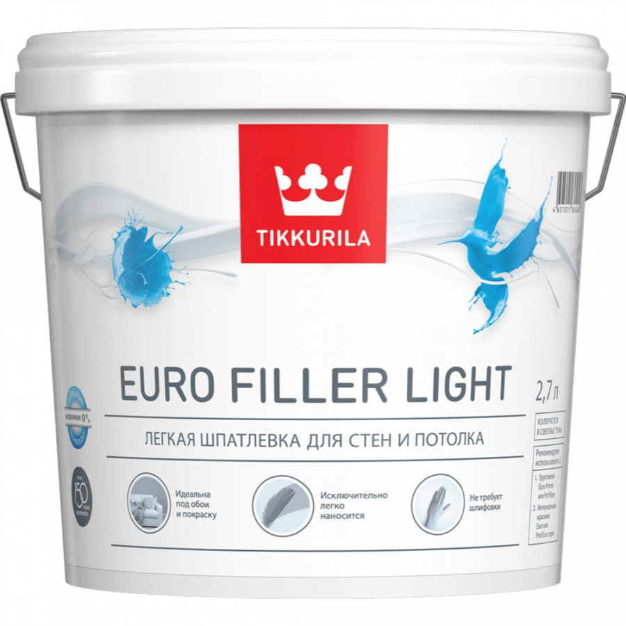 Финишная легкая шпаклевка для стен и потолков Tikkurila EURO FILLER LIGHT