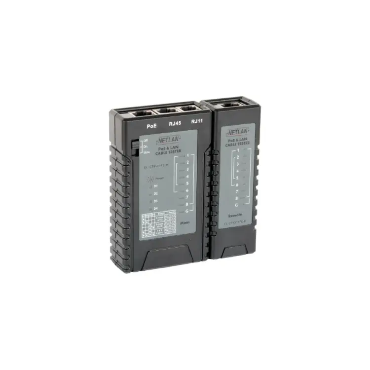 Кабельный тестер NETLAN RJ45, RJ12, RJ11, PoE EC-CT4511PE
