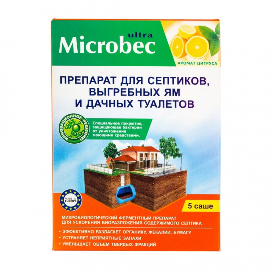 Биоактиватор для биоразложения содержимого септика Microbec BROS 730246