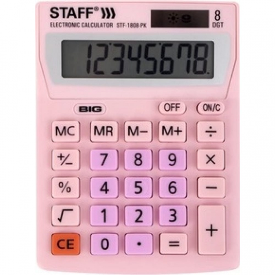Настольный компактный калькулятор Staff STF-1808-PK