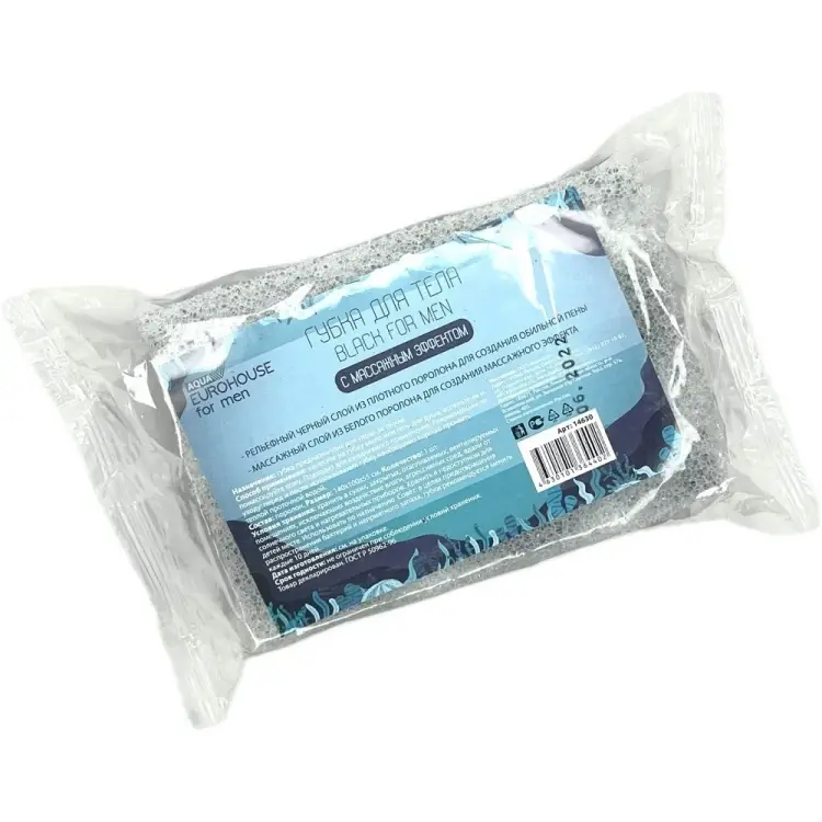 Губка для тела EUROHOUSE Black for Men 14630 Губка для тела EUROHOUSE Black for Men 14630