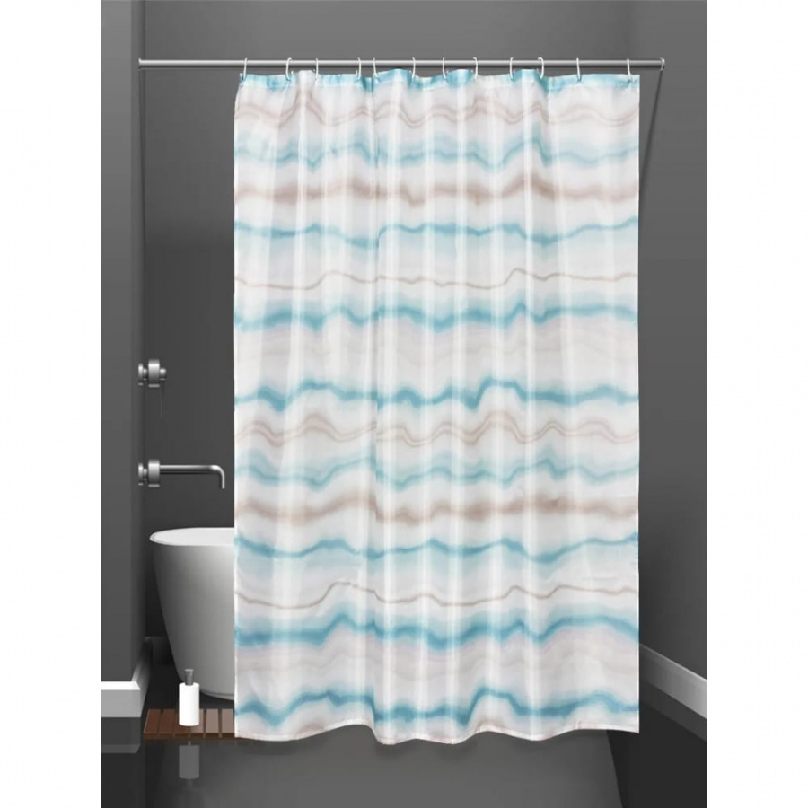 Штора для ванной комнаты Bath Plus Multicolor lines green