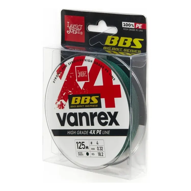 Плетеная леска Lucky John Vanrex BBS х4 BRAID Moss Green 125/032 LJ4114-032