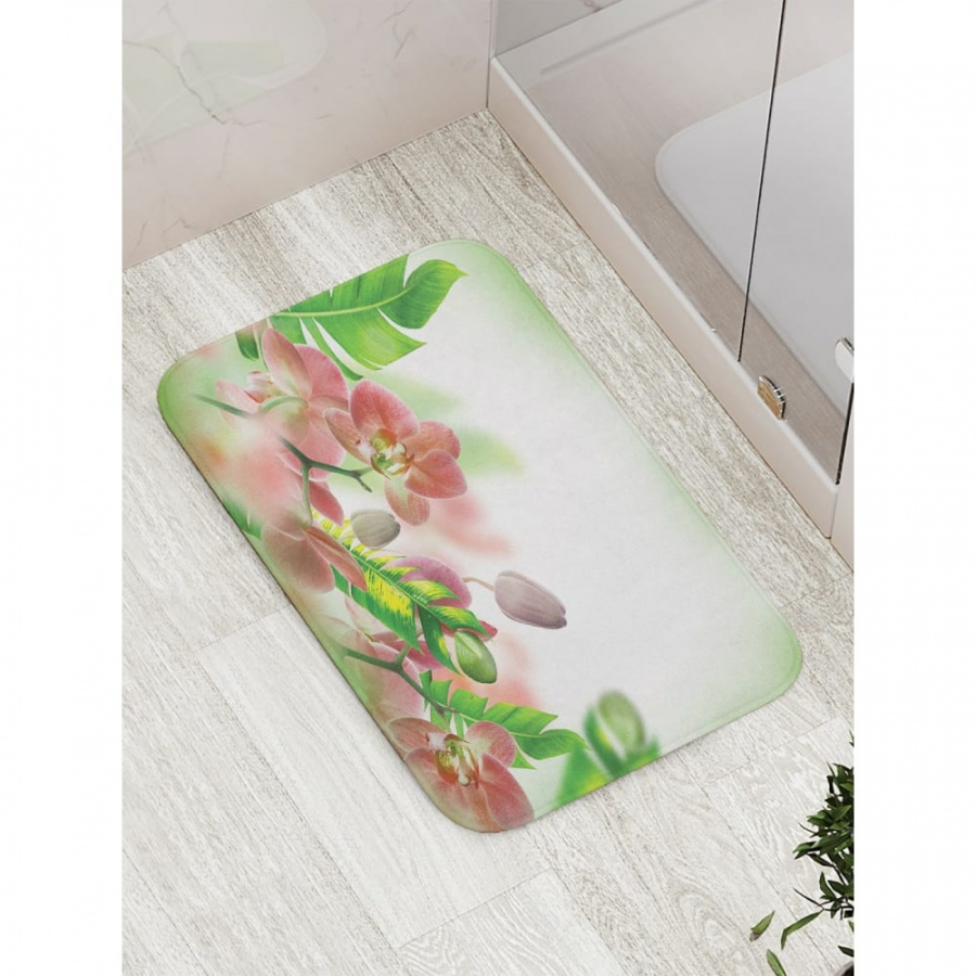Противоскользящий коврик для ванной, сауны, бассейна JOYARTY Лепестки орхидей