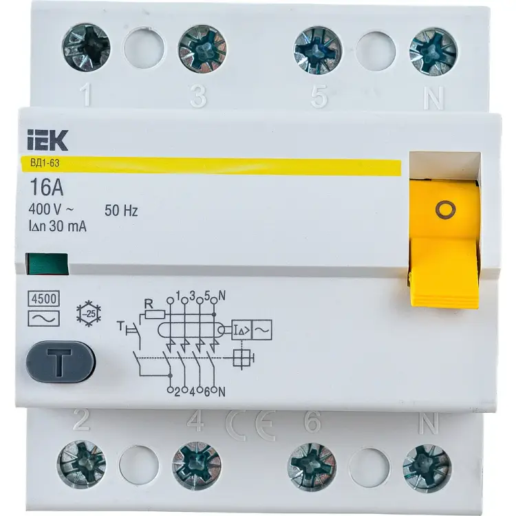 Узо IEK ВД1-63 4п, AC, 16А, 30мА MDV10-4-016-030