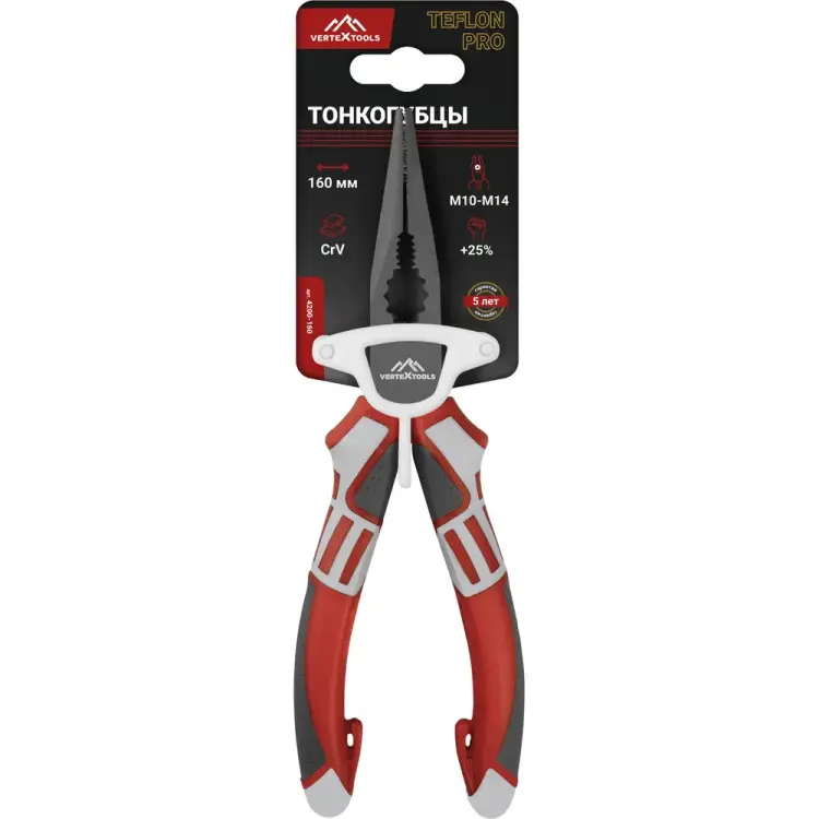 Тонкогубцы vertextools TEFLON PRO 4200-160 Тонкогубцы vertextools TEFLON PRO 4200-160