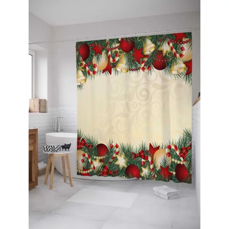 Шторка-занавеска для ванной JOYARTY Новогодние украшения sc_18943