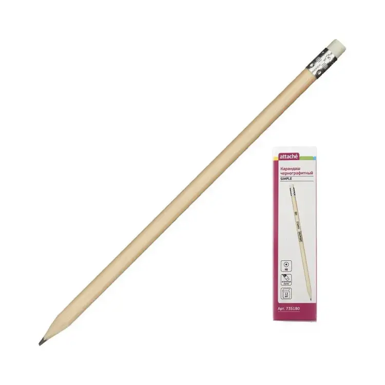 Заточенный круглый чернографитный карандаш Attache 735180