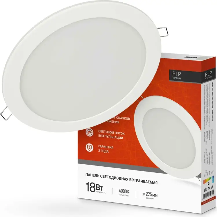 Круглая встраиваемая светодиодная панель IN HOME RLP-eco 4690612007984