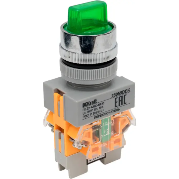 Переключатель DEKraft ПЕ22-ANC-3-GRN-NEO 25059DEK