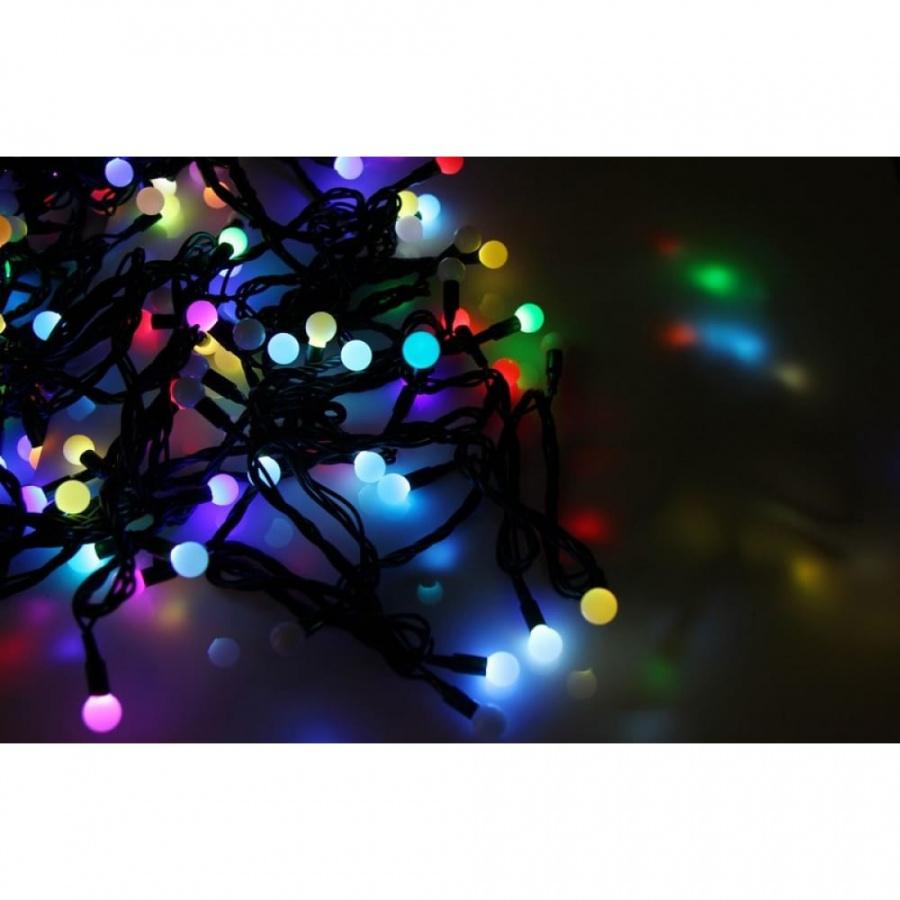 Гирлянда Neon-Night мультишарики d=13 мм 20м 200LED RGB, черный ПВХ
