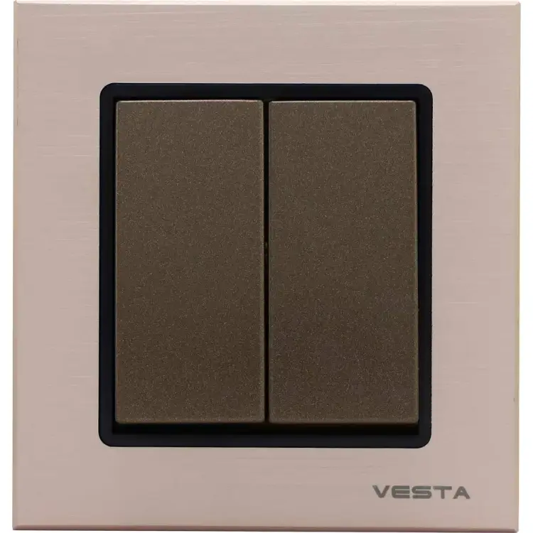 Двухклавишный выключатель Vesta Electric Exclusive Champagne Metallic FVK050204BSH