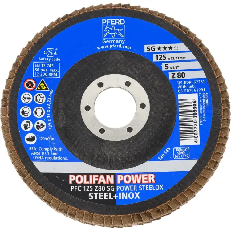 Шлифовальный лепестковый круг PFERD PFC 125 Z80 SG POWER STEELOX 67788126