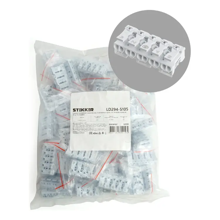 Монтажная клемма STEKKER LD294-5105 32959