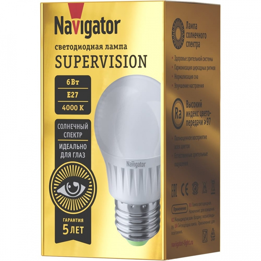 Лампа Navigator NLL-G45-6-230-4K-E27-FR-SV