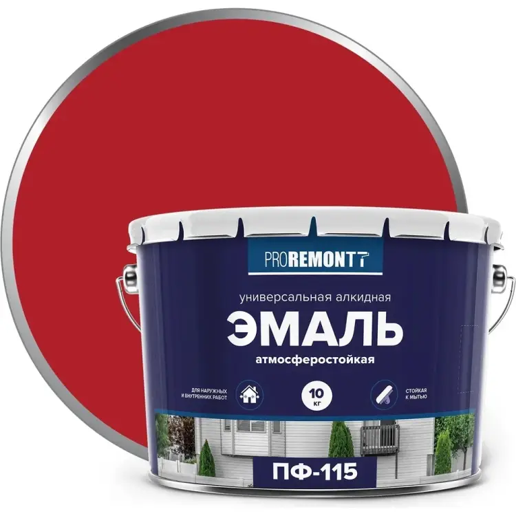 Эмаль Proremontt ПФ-115 Красный 10 кг 9591484 ЛА-00003062