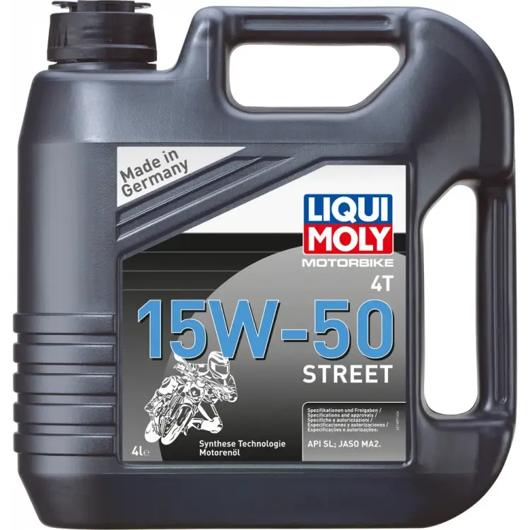 Синтетическое моторное масло 4T для четырехтактных мотоциклов LIQUI MOLY Motorbike 4T Street 15W-50 SL;MA-2 1689