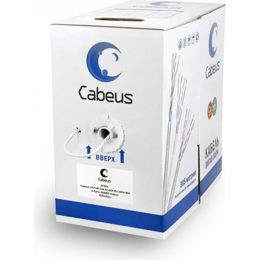 Кабель Cabeus UTP-4P-Cat.5e-SOLID-LSZH-WH