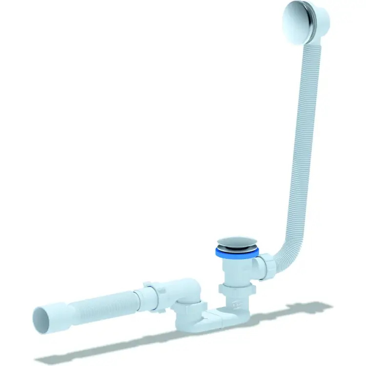 Плоский автоматический гофрированный сифон для ванны АНИ Пласт 025-1036