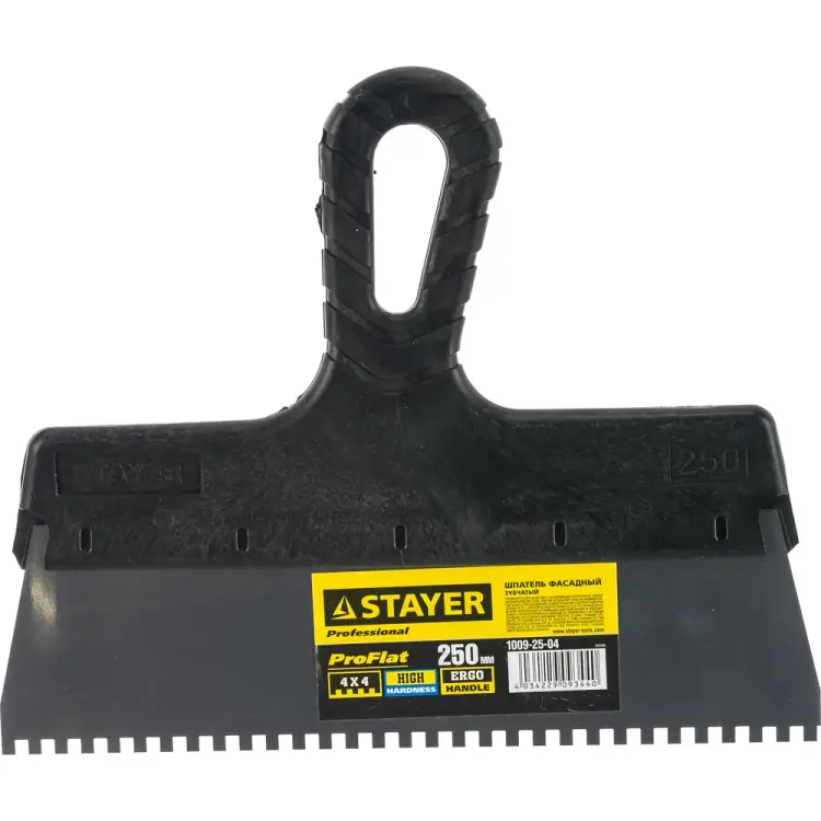 Нержавеющий зубчатый шпатель STAYER 1009-25-04