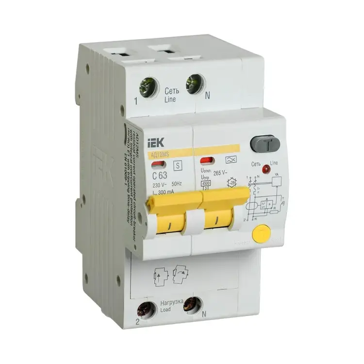 Дифференциальный автомат IEK АД12MS MAD123-2-063-C-300