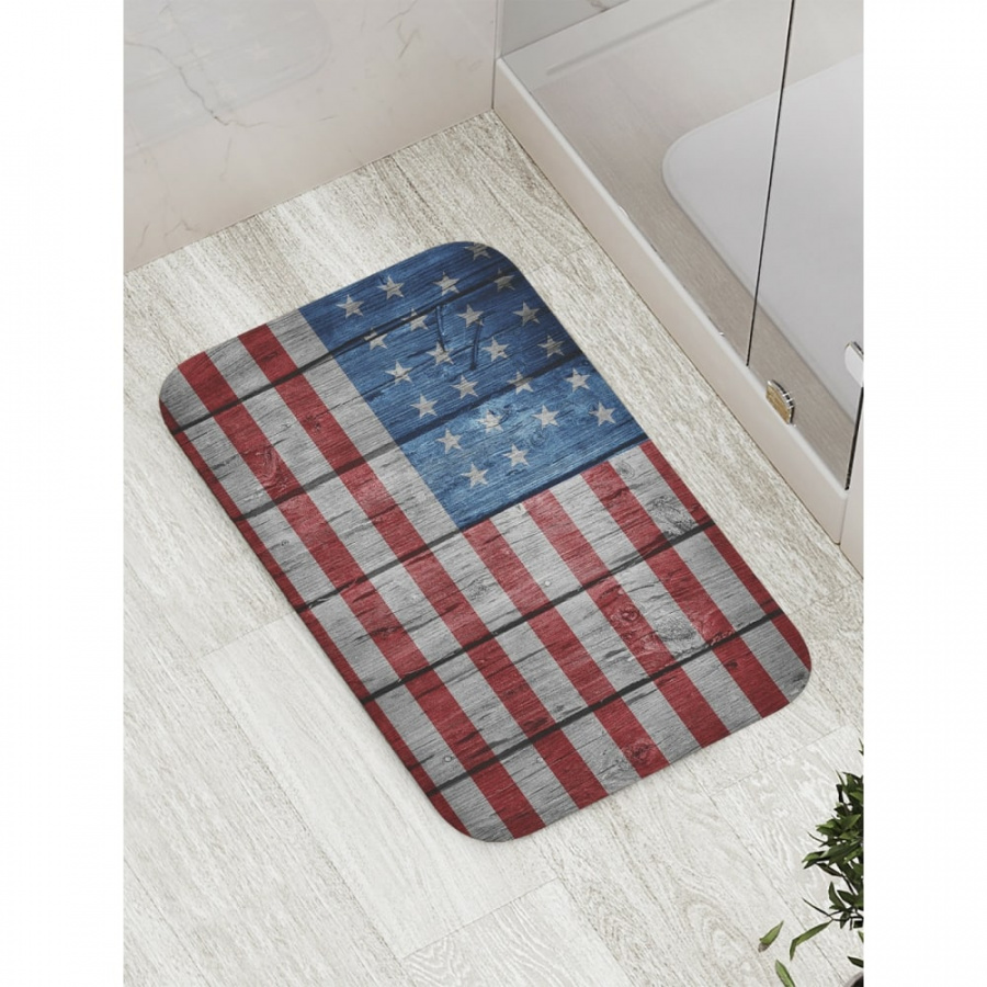 Противоскользящий коврик для ванной, сауны, бассейна JOYARTY Флаг Америки на досках