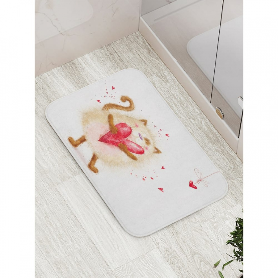 Противоскользящий коврик для ванной, сауны, бассейна JOYARTY С любовью от котика